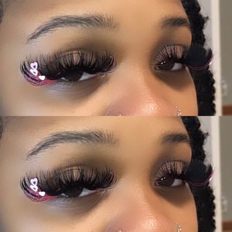 Follow our Instagram @honeycouturebar Eyelash Extensions With Decals, Lash Extension Decals, Valentine Lashes Extensions, Decal Lash Extensions, Lash Extensions Valentines Day, Lash Extensions Colorful, Birthday Lashes Extensions, Lashes With Decals, Lash Extensions With Decals