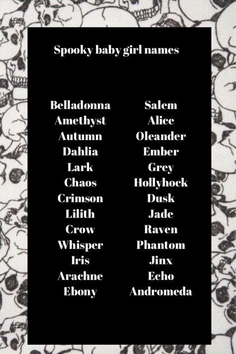 Goth Female Names, Goth Names Girl, Gothic Name Ideas, Goth Girl Names, Goth Boy Names, Gothic Girl Names, Creepy Names, Goth Baby Names, Vampire Girl Names