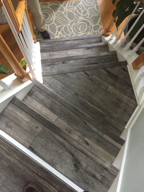 Vinyl Flooring Stairs, Flooring Ideas Vinyl, Laminate Flooring On Stairs, Stairs Vinyl, Luxury Stairs, Vinyl Stairs, Flooring For Stairs, Staircase Remodel, Stair Remodel