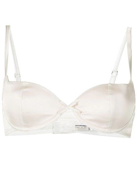 Fleur Du Mal Satin Balconette Bra - Farfetch White Bra Aesthetic, Coquette Finds, Fancy Plants, Bridal Wardrobe, Silk Bra, Designer Bra, Bra Items, White Bra, Pretty Bras