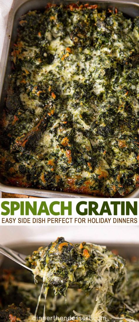 Spinach Side Dish, Spinach Gratin, Parmesan Spinach, Holiday Dinner Recipes, Holiday Appetizers Recipes, Spinach Pie, Gratin Dish, Holiday Dessert Recipes, Gruyere Cheese