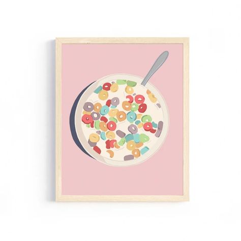 Cereal Illustration, Cereal Art, College Dorm Stuff, Strawberry Cereal, Fruit Artwork, Fruit Loops, Candy Art, Artwork Inspiration, Halloween Drawings