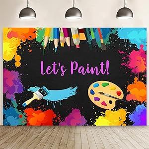 Studio Camera, Paint Themes, Colorful Drawing, Happy Birthday Backdrop, Birthday Party Background, Photo Booth Prop, Photos Booth, Art Birthday Party, Brush Drawing