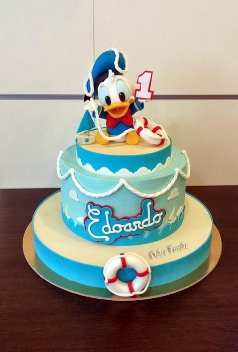 Baby Donald Duck cake - Cake by simonelopezartist Donald Duck 1st Birthday Party, Duck 1st Birthday, Baby Donald Duck, Donald Duck Birthday, Donald Duck Cake, Donald Duck Party, Cake Designs For Girl, Duck Cake, Mickey Birthday Party