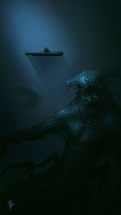 ArtStation - sea monster, Aleksandr Plihta Dark Underwater, Creatures Drawing, Sea Monster Art, Dark Sea, Sea Monster, Cool Monsters, Cosmic Horror, 다크 판타지, Monster Concept Art