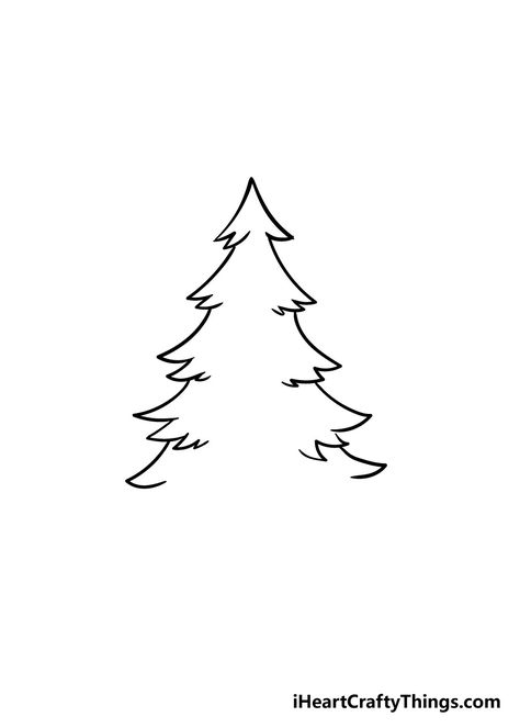 Christmas Tree Reference Drawing, Christmas Tree How To Draw, Christmas Drawing Doodles, Drawings Of Christmas Trees, Christmas Tree Sketch Simple, Christmas Tree Doodle Simple, Christmas Tree To Draw, Christmas Tree Drawing Simple, Christmas Tree Line Art