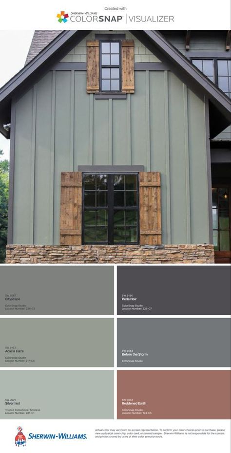 Home Exterior Material Combinations, Farmhouse Exteriors, House Colors Exterior, House Upgrades, House Paint Color Combination, Door Paint, Color Combinations Paint, Exterior House Paint Color Combinations, House Exterior Colors Schemes