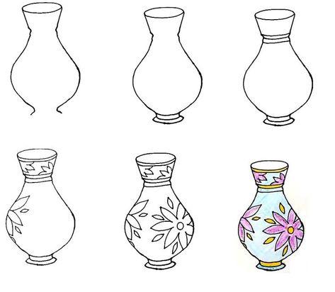 6 Simple Steps To Create A Nice Vase Drawing – How To Draw A Vase Cartoon Flower Tattoo, Flower Vase Drawing, Diary Cover Design, Vase Drawing, Drawing Room Interior Design, Cartoon Flower, Diary Covers, Drawing Guide, Small Drawings