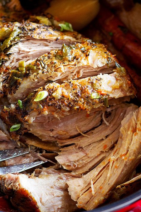 Season the pork roast with salt, pepper and Italian spice mix. Crock Pot Pork Roast, Recipe With Carrots, Pork Roast Crock Pot Recipes, Pork Roast Recipe, Crockpot Pork Roast, Crock Pot Pork, Pot Roast Crock Pot Recipes, Pork Loin Roast Recipes, Pork Sirloin