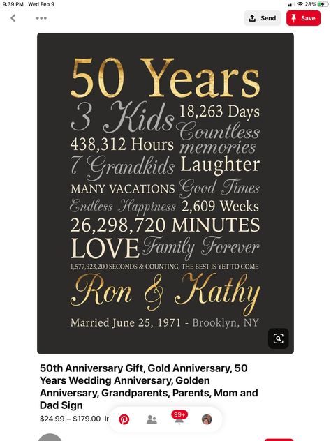 40 Anniversary, Marriage Anniversary Quotes, 50th Year Wedding Anniversary, 1974 Birthday, 50th Anniversary Decorations, Happy 50th Anniversary, Blue Gold Wedding, 50th Wedding Anniversary Party, 50th Anniversary Gifts