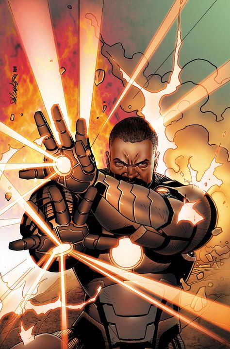 War Machine (Colonel James "Jim" Rhodes) by Salvador Larroca James Rhodes, Black Comics, Marvel Posters, Marvel Iron Man, Marvel Films, Comic Collection, Marvel Fan, Comic Book Heroes, Superhero Art