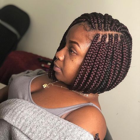 Short Box Braids Bob, Braids Bob Style, Braids To Try, Bob Box Braids Styles, Bob Box Braids, Short Bob Braids, Box Braids Bob, Bob Braids Hairstyles, Asymmetrical Bob Haircuts