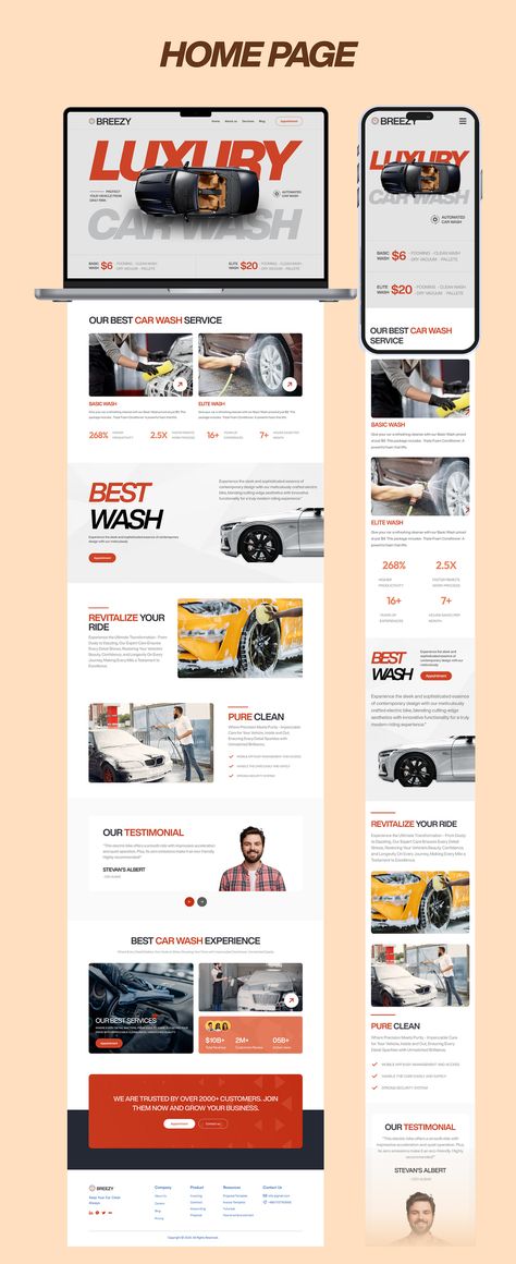 Explore thousands of high-quality car wash images on Dribbble. Your resource to get inspired, discover and connect with designers worldwide. Mechanic Website, Company Website Design, Web Design Typography, Car Wash Services, Car Wax, Company Website, Ux Web Design, Mobile App Design, Landing Page Design