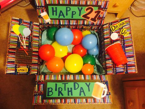 21st Birthday Care Package Mail Care Packages, Surprise Party Ideas, Boyfriend Care Package, Birthday Care Packages, Gifts Box, Birthday Packages, Care Packages, Birthday Surprise Party, Birthday Box