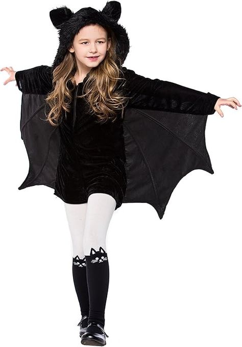 Amazon.com: yolsun Girls' vampire bat Costume, Halloween Animal Cute dress up (8-10y（Suggested Height:54"-59" ）, Black-1) : Clothing, Shoes & Jewelry Vampire Bat Costume, Bat Costume Halloween, Diy Bat Costume, Girls Vampire Costume, Elsa Outfit, Bat Costume, Party Costumes, Vampire Bat, Animal Cute