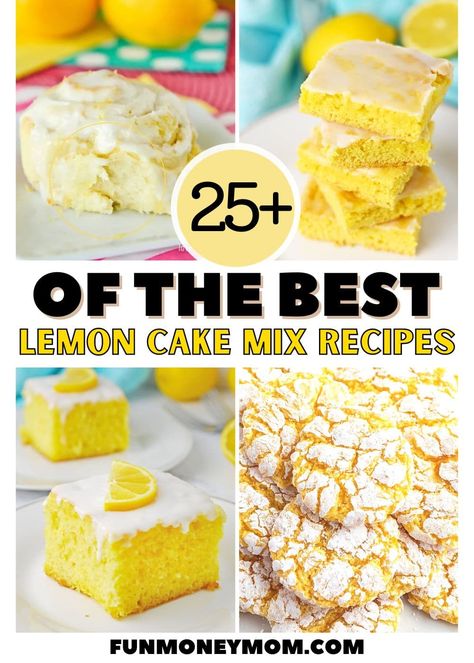 With these bright and tangy Lemon Cake Mix Recipes, you won't need to start from scratch to make a delicious dessert. Just grab a box of lemon cake mix and you're already halfway there! Lemon Box Cake Mix Recipes, Cake Mix Cake Recipes, Lemon Cake Mix Recipes, Best Lemon Cake Recipe, Recipe Using Lemons, Lemon Cake Mix Recipe, Delicious Lemon Cake, Box Lemon Cake, Lemon Cake Easy