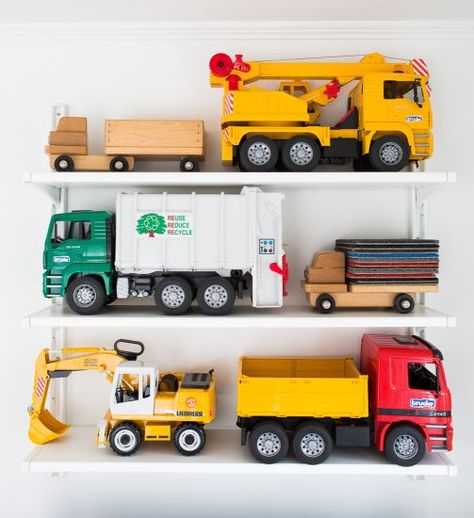 Big Car Toys, Truck Storage, Reading Spot, Cup Of Jo, Kid Rooms, Playroom Storage, Playroom Organization, Custom Storage, Toddler Bedrooms