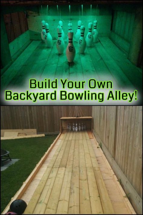 Diy Backyard Skeeball, Diy Outdoor Bowling, Homemade Bowling Alley, Tetherball Diy Backyard Ideas, Fun Backyard Ideas For Adults, Backyard Bowling Alley, Diy Bowling Alley, Diy Bowling Game, Backyard Bowling