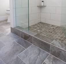 Gray floor and shower curb White Subway Tile Shower, Slate Shower, Shower Base Tile, Second Bathroom, Shower Curb, Subway Tile Showers, Spa Inspired Bathroom, Primitive Bathrooms, Shower Floor Tile