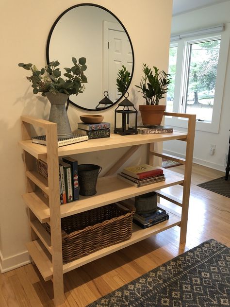 Entryway table / bookshelf build album.. By justhavingacoffee at https://ift.tt/2OR9kIP #diy #crafts Album Bookshelf, Bookshelf Build, Townhome Decorating, Street Dreams, Bookshelf Ideas, Table Bookshelf, House Colours, Entry Ways, House Makeover