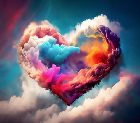 Photo beautiful colorful valentine day h... | Premium Photo #Freepik #photo #love #abstract-heart #love-day #love-symbol Photo Beautiful, In The Clouds, Valentines Day Hearts, Colorful Heart, The Clouds, Premium Photo, Heart Shape, The Sky, Graphic Resources