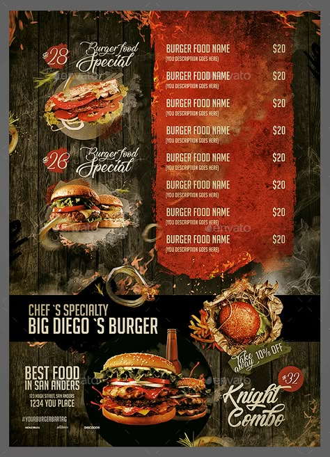 Catering Menu Design, Pizza Menu Design, Rollup Design, Menu Burger, Menu Design Inspiration, Cafe Menu Design, Menu Card Design, Menue Design, Burger Menu