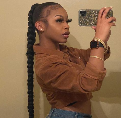 Braided Ponytail Weave, Sleek Braided Ponytail, Slick Ponytail, Weave Ponytail Hairstyles, Sleek Ponytail Hairstyles, Weave Ponytail, Braided Hairstyle, Pelo Afro, Trendy Hairstyle