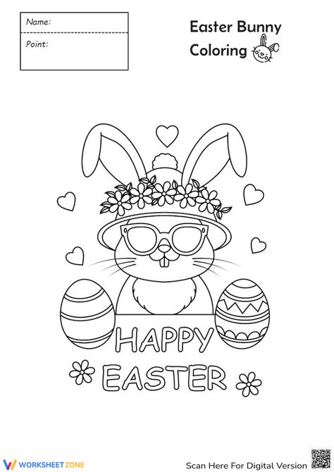 Happy Easter Bunny Coloring Page Worksheet Happy Easter Coloring Pages, Cute Easter Pictures, Easter Activities For Preschool, Coloring Book Cover, Easter Bunny Pictures, Easter Worksheets, Bunny Coloring, Easter Crafts Preschool, Easter Bunny Colouring