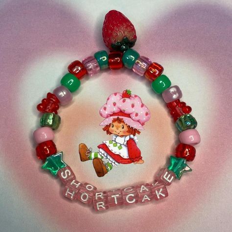 Y2k Strawberry Shortcake Kandi Bracelet - Handmade... - Depop Pony Bracelets Ideas, Pony Beads Bracelet Ideas, Slay Bracelets, Pony Bead Bracelet Ideas, Bracelet Ideas Pony Beads, Cute Strawberry Shortcake, Y2k Strawberry, Pulseras Kandi, Diy Kandi Bracelets