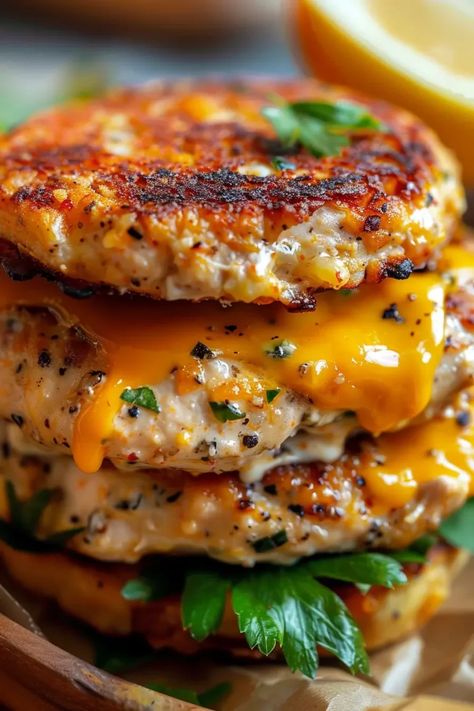 Chicken Burger Patty Recipe, Cheddar Ranch Chicken, Chicken Burger Patties, Chicken Patty Recipes, Burger Patty Recipe, Grilled Chicken Burgers, Ground Chicken Burgers, Crispy Chicken Burgers, Creamy Ranch Dressing