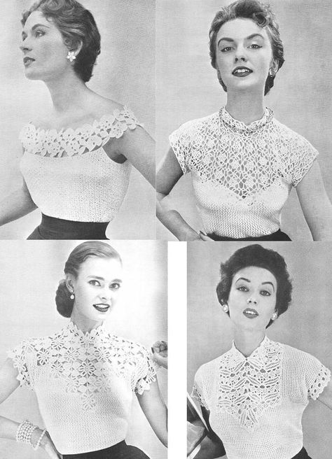 Victorian Crochet Patterns, Print Scarf Design, Vintage Clothes Patterns, Vintage Crochet Patterns, Crochet Ladies Tops, Crochet Vintage, Dress Making Patterns, Handmade Wardrobe, Vintage Knitting Patterns