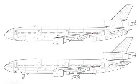 3d Pen Drawing Templates, Dc 10 Plane, Side View Illustration, Plane Drawing, Side Elevation, View Illustration, Boeing 747 400, 747 400, Dc 10