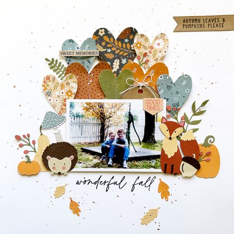 Wonderful Fall - Scrapbook.com Fall Scrapbook Layouts, Tim Holtz Mini, Fall Scrapbook, Creative Scrapbook, Elizabeth Craft Designs, The Small Things, Elizabeth Craft, Scrapbook Sketches, Paper Tags