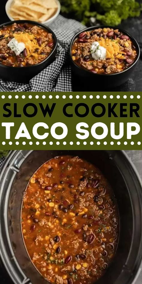 Healthy Taco Soup, Taco Soup Slow Cooker, Taco Soup Recipe Crockpot, Crockpot Taco Soup, Crock Pot Taco Soup, Slow Cooker Taco Soup, Go To Meals, Easy Crockpot Soup, Slow Cooker Taco