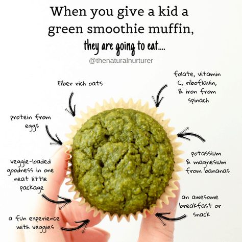 Nutrient Dense Breakfast, Smoothie Muffins, Green Muffins, Natural Nurturer, Dairy Free Muffins, Healthy Muffin Recipes, Hidden Veggies, Carb Free, Toddler Snacks