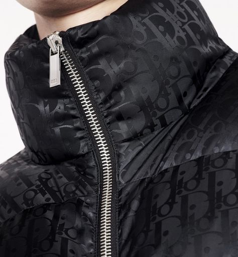 Dior Oblique Down Jacket Black Jacquard - Ready-to-Wear - Men's Fashion | DIOR Denim Swimsuit, Dior Star, Icon Shoes, Dior Oblique, Dior Logo, Dior Book Tote, Down Puffer Jacket, Short Denim, Tuxedo Jacket