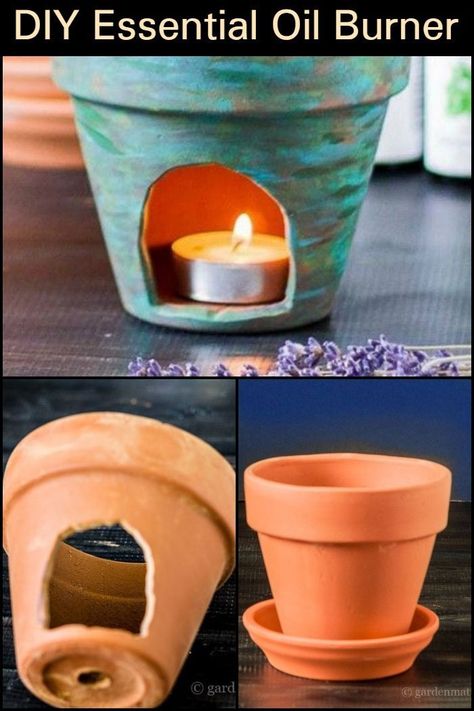 Very simple and easy to make, these DIY essential oil burners are perfect after a stressful day. Diy Oil Burner How To Make, Diy Wax Burner How To Make, Diy Wax Burner, Diy Candle Warmer, Wax Warmer Diy, Homemade Incense, Diy Exploding Box, Candle Heater, Candle Wax Warmer