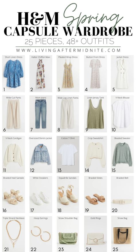 Affordable H&M Spring Wardrobe H&m Capsule Wardrobe, Build A Capsule Wardrobe, 60 Outfits, Spring Summer Capsule Wardrobe, H M Outfits, H&m Fashion, Packing Guide, Spring Capsule, Winter Capsule Wardrobe