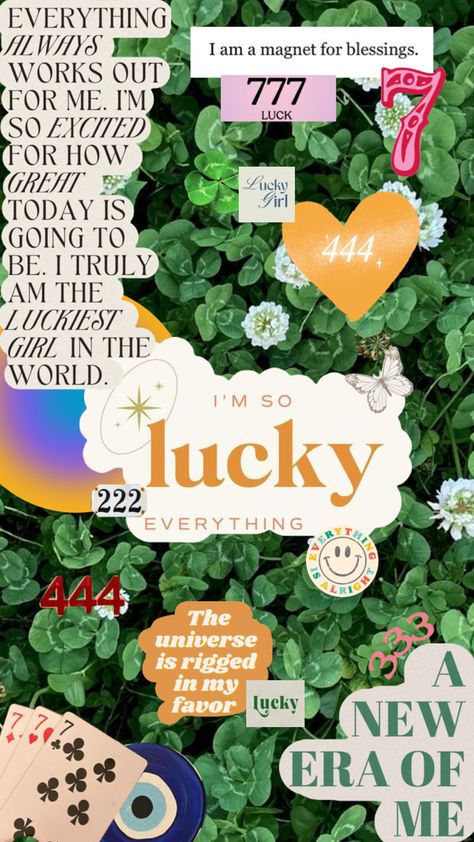 Happy Go Lucky Wallpaper, Manifest 2024, Luckiest Girl In The World, Female Energy, Lucky Wallpaper, Vision Board Wallpaper, Lucky 7, Im So Lucky, World Wallpaper