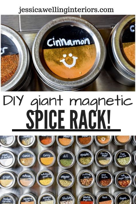 Magnetic Spice Rack, Magnetic Spice Jars, Diy Spices, Magnetic Spice, Spice Tins, Kitchen Organization Diy, Painted Trays, Kitchen Hacks Organization, Spice Storage