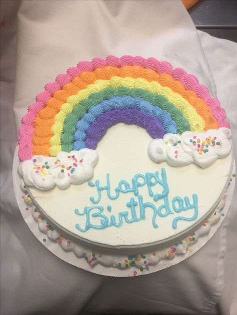 Round Rainbow Cake, Kids Rainbow Cake, Rainbow Decorated Cake, Dairy Queen Cake Designs, Dairy Queen Ice Cream Cake Designs, Simple Rainbow Cake, Rainbow Cake Designs, Summer Cake Ideas, Rainbow Cake Birthday