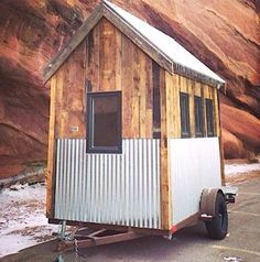 colorado tiny house for sale 0011   Mobile & Off Grid 74 Sq. Ft. Tiny House For Sale 100 Sqft Tiny Home, Small Campers For Sale, Trailer Cabin, Tiny Campers, Mini Campers, Minimalist Cabin, Micro Cabin, Tiny Mobile House, Off Grid Tiny House