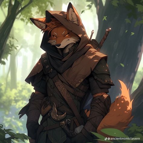 Fox Dnd Character, Dnd Fox Character, Vulpine Dnd, Anthropomorphic Raccoon, Fox Concept Art, Fox Warrior, Ranger Dnd, Fox Character, Dungeons And Dragons Characters