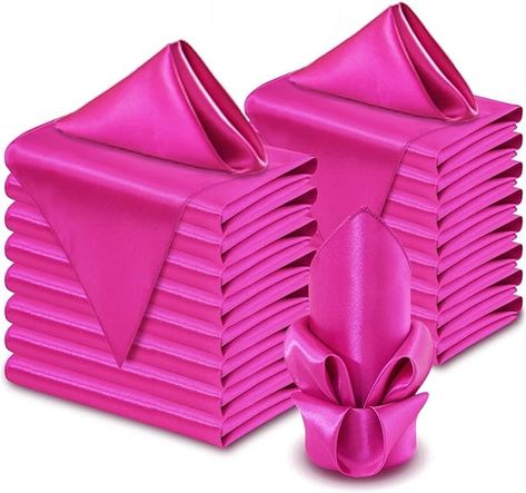 Amazon.com: Aormenzy 60 Pack Pink Satin Napkins 17 x 17 Silky Napkins, Party Cloth Napkins Square Satin Napkins, Dining Table Napkins Soft Cloth Napkins for Wedding, Banquet, Party Decoration : Health & Household Napkins For Wedding, Fuchsia Wedding, Paris Theme Party, Banquet Decorations, Dinner Table Setting, Banquet Party, Ribbon On Christmas Tree, Dinner Decoration, Elegant Dinner