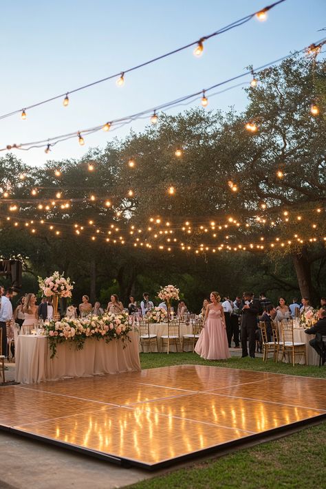 Flower Dance Floor Wedding, Outdoor Dance Floors Wedding, Small Wedding Dance Floor, Lights Over Dance Floor Wedding, Dance Floor Wedding Decor, Dance Party Wedding, Diy Dance Floor Wedding, Dancefloor Wedding Ideas, Dance Choreography Ideas