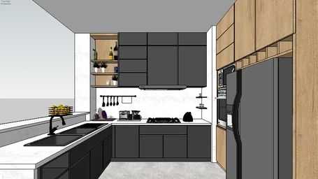 Lu Jun | 3D Warehouse Kitchen Sketchup Model, Sketchup Kitchen, Decor 3d Warehouse, Kitchen Tall Units, Warehouse Kitchen, Modular Kitchen Cabinets, Kitchen Layout Plans, Interior Architecture Drawing, Warehouse Design