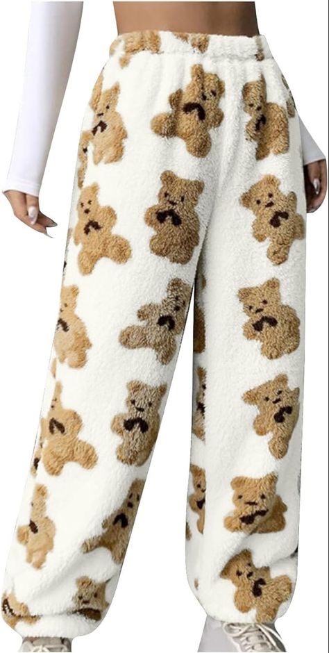 HGps8w Women's Cute Bear Plush Pajama Pants, Soft Fluffy Fleece Warm Pjs Bottoms Sleepwear Winter Comfy Fuzzy Lounge Pants Fluffy Pj Pants, Cute Pijamas, Pjs Bottoms, Fuzzy Pj Pants, Cute Bear Plush, Fuzzy Pajama Pants, Christmas Pj Pants, Plush Pajama Pants, Pajamas Aesthetic