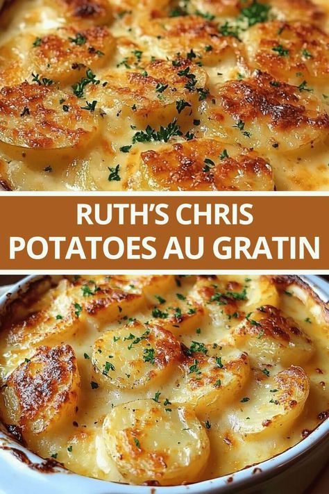 How to Make Copycat Ruth’s Chris Potatoes au Gratin Au Gratin Potatoes Recipe, Gratin Potatoes Recipe, Potatoes Au Gratin Recipe, Au Gratin Potatoes, Au Gratin Potato Recipes, Potato Bacon, Gratin Potatoes, Au Gratin Recipes, Sides Dishes