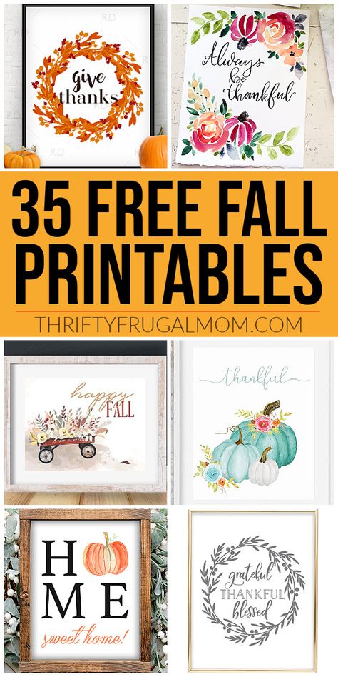 These FREE fall printables will make it easy to frugally decorate your home for fall! So many beautiful options: farmhouse, watercolor, pumpkins, black and white and more! #thriftyfrugalmom #fallprintables #freeprintables #freefalldecor Free Fall Printables Farmhouse, Fall Printables Free, Printer Crafts, Nightmare Before Christmas Font, Farmhouse Watercolor, Christmas Fonts Alphabet, Fall Diys, Fall Board, Winter Printables