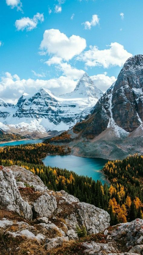 Mountain Landscape - Sunburst Lake and Mount Assiniboine, Rocky Mountains in British Columbia, Canada. - photographer Victo Raerden Landscape Designs, Have Inspiration, Skydiving, Flower Bed, Beautiful Places In The World, Alam Yang Indah, Canada Travel, Rock Climbing, Mountain Landscape